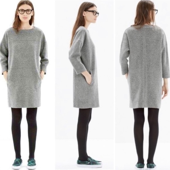 MADEWELL Manuscript Wool Blend Oversized Dress in Heather Gray Style B5456 - Picture 2 of 7